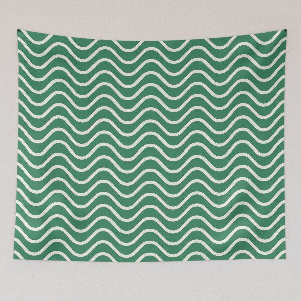 Item preview, Patrón de rayas horizontales en zigzag de ondas verdes y blancas antiguas de Navidad designed and sold by HiddenPuppets.