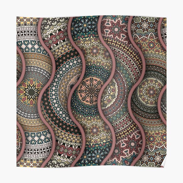 Colorful abstract ethnic floral mandala pattern design Poster