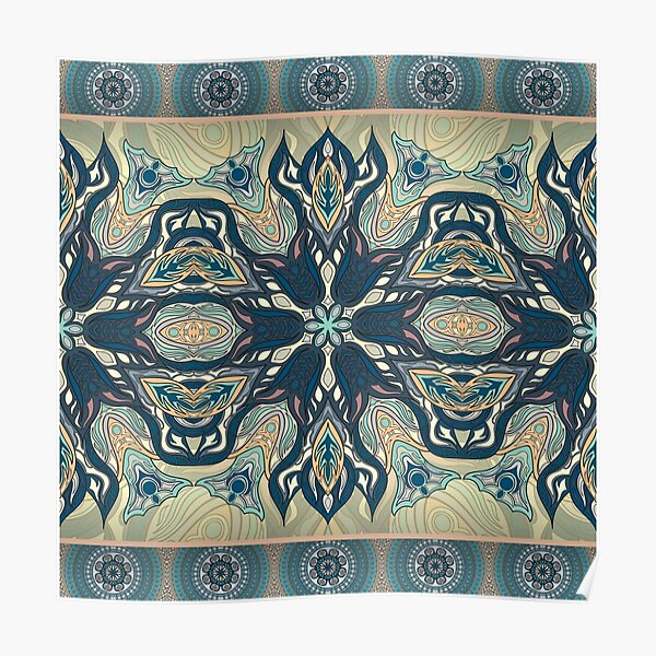 Colorful abstract ethnic floral mandala pattern design Poster