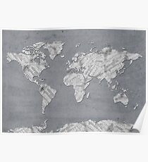 world map music notes 4 Poster