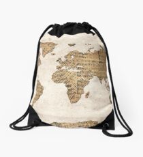 world map music notes 5 Drawstring Bag
