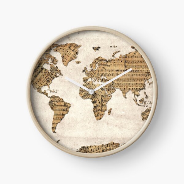 world map music notes 5 Clock