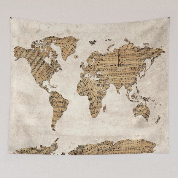 Item preview, world map music notes 5 designed and sold by BekimART.