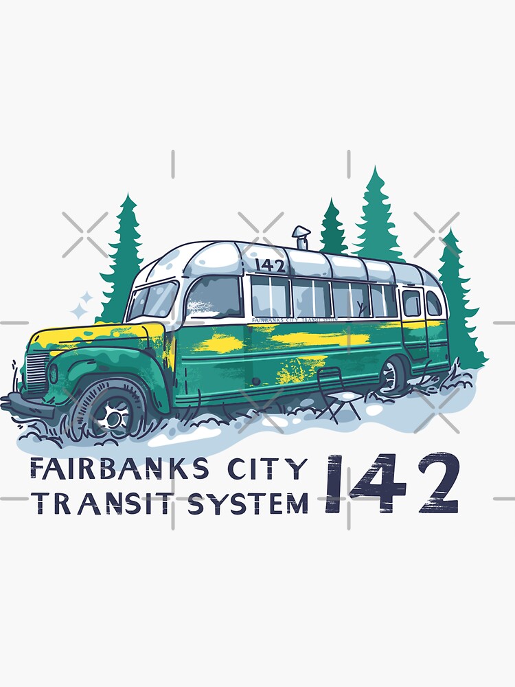 Fairbanks City Transit System 142 Magic Bus Dark Text Sticker For   Bg,f8f8f8 Flat,750x,075,f Pad,750x1000,f8f8f8 