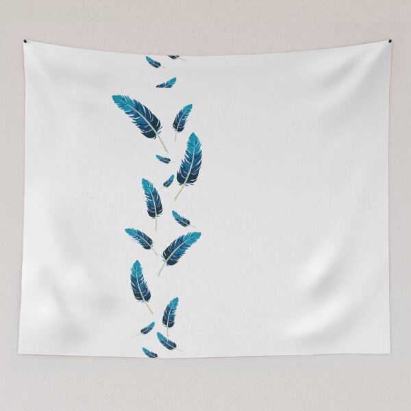 Item preview,  BOHO BLUE WHITE COLORED  FEATHERS PATTERN designed and sold by samArtline.