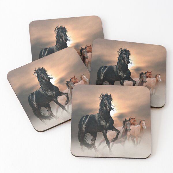 Item preview, Wild Black Stallion leading herd of brumbies - Painting designed and sold by S Quinn.