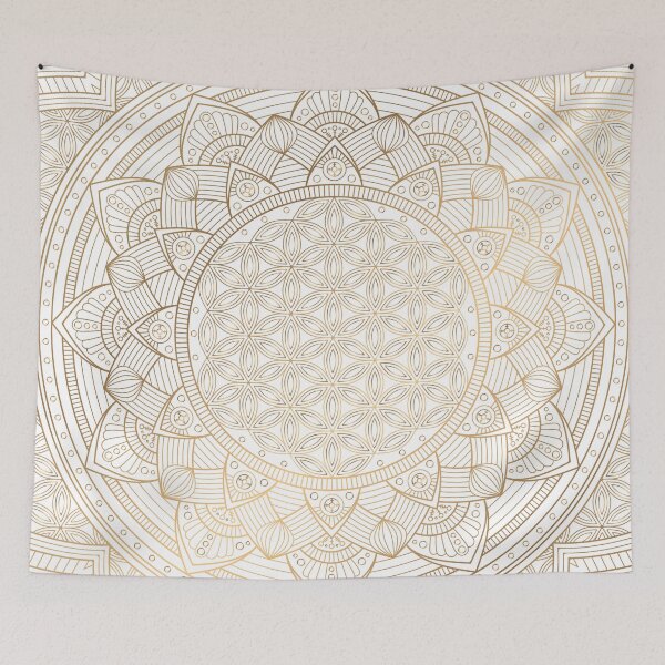 Item preview, The Flower of Life Gold Mandala Pattern With White Shimmer designed and sold by Vic Torys ☆.