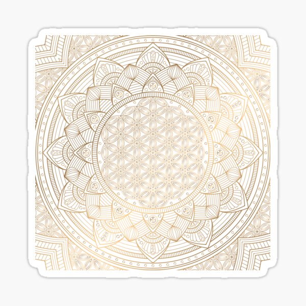 Item preview, The Flower of Life Gold Mandala Pattern With White Shimmer designed and sold by Vic Torys ☆.