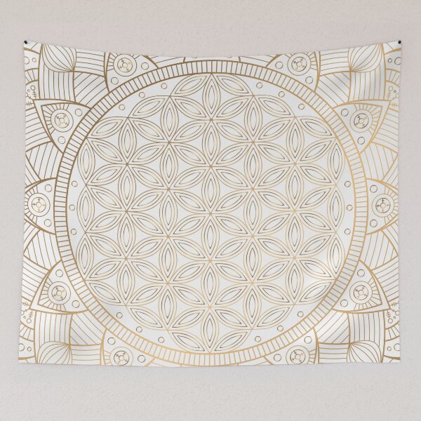 Item preview, The Flower of Life Mandala Gold Pattern With Gold Shimmer  designed and sold by Vic Torys ☆.
