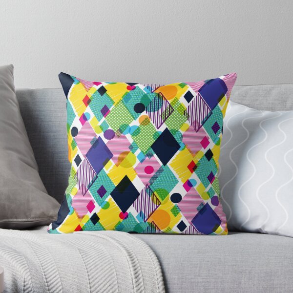 Colourful Geometric Diamond Pattern Throw Pillow