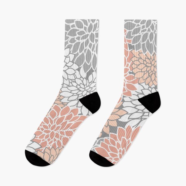 Item preview, Dahlia Floral Blooms, Peach and Gray designed and sold by meggydesigns.