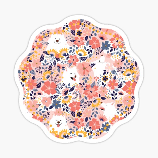 Item preview, Niedlicher Samojeden-Garten - rosa Hintergrund designed and sold by Lulupainting.