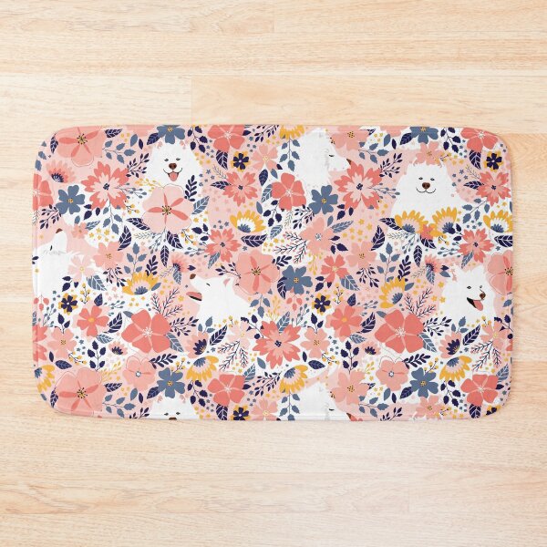 Item preview, Cute Samoyed Garden - Pink Background designed and sold by Lulupainting.