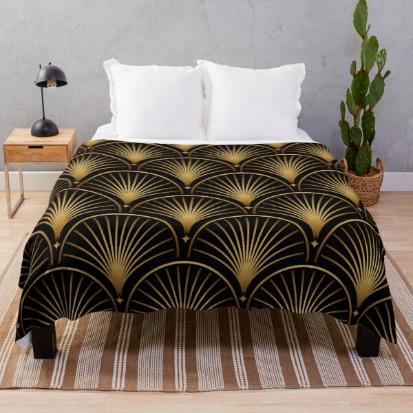 Item preview, Art Deco Gold Black Geometric Pattern With Gold Shimmer designed and sold by Vic Torys ☆.