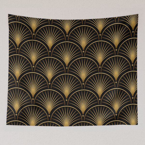 Item preview, Art Deco Gold Black Geometric Pattern With Gold Shimmer  designed and sold by Vic Torys ☆.