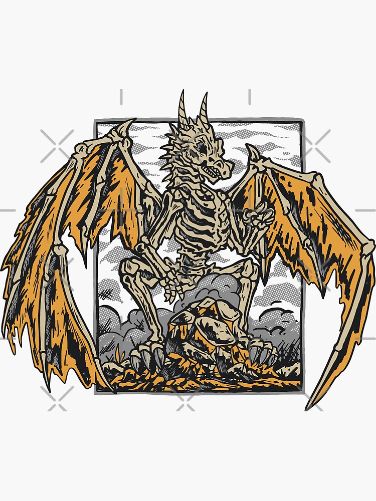 Thumbnail 3 von 3, Sticker, Skelett-Drache designt und verkauft von Kobeko.