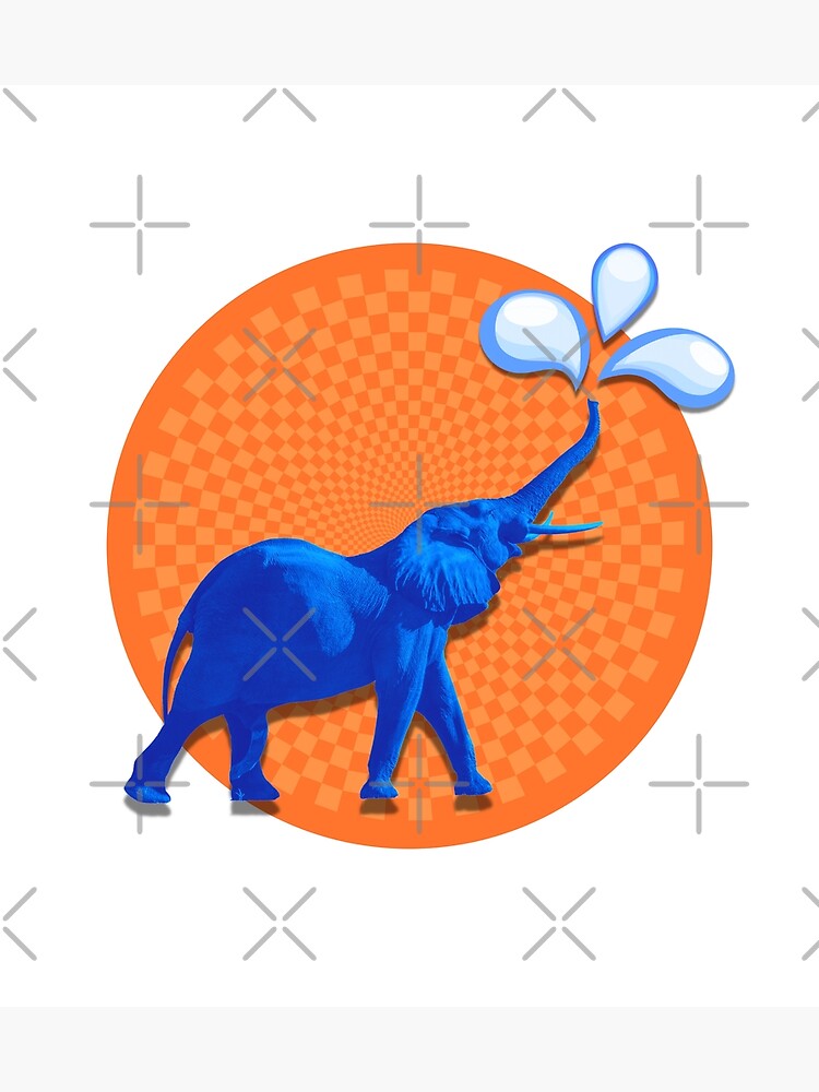 "The Blue Elephant Colorful Elephant Pop Art Orange and Blue