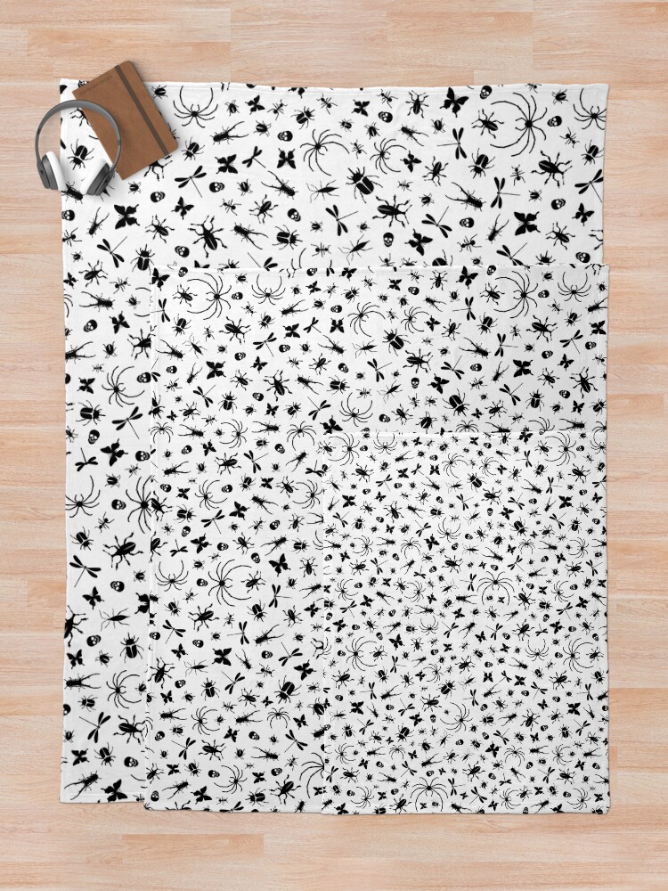 Thumbnail 5 of 6, Throw Blanket, Skulls and Insects Pattern designed and sold by FouShop.