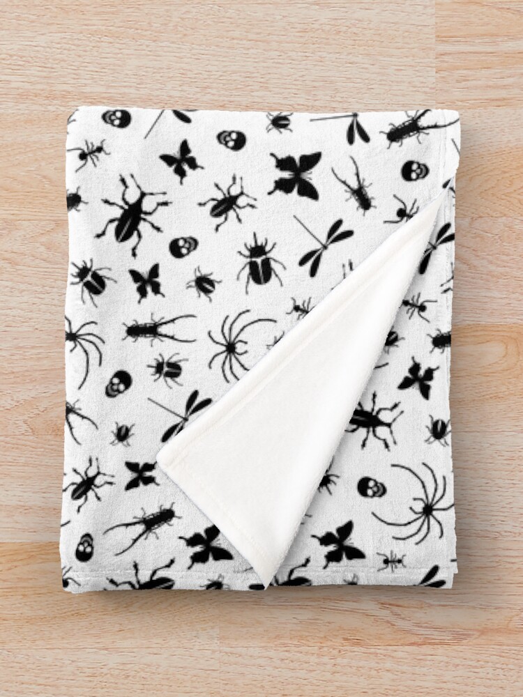 Thumbnail 3 of 6, Throw Blanket, Skulls and Insects Pattern designed and sold by FouShop.