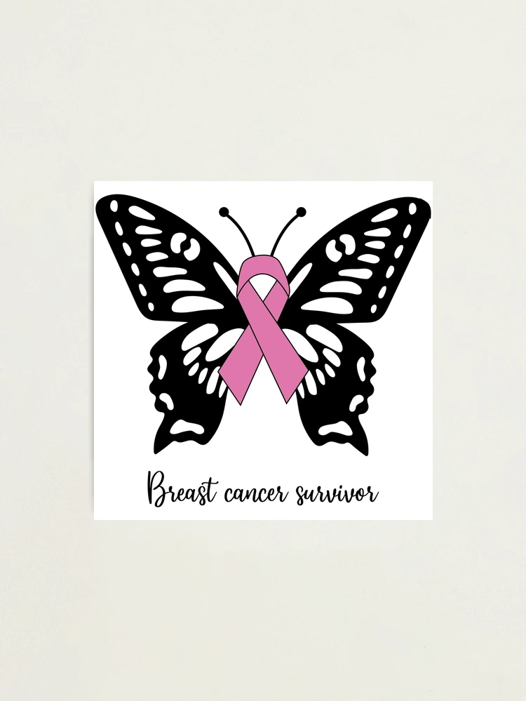 Breast cancer survivor - Butterfly with pink ribbon Photographic Print for  Sale by pixxart