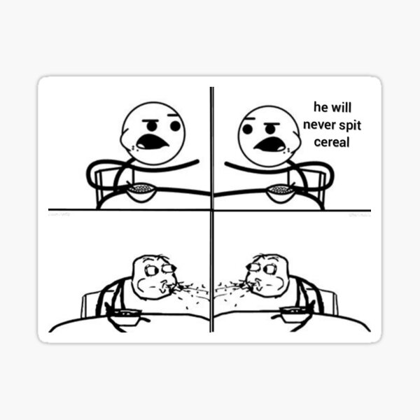 "funny cereal guy meme" Sticker by mememerb Redbubble
