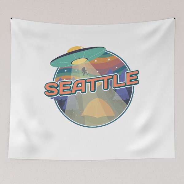 Item preview, Seattle UFO Aliens Beam Bigfoot | Sasquatch Abduction Believer designed and sold by JakesRWild.