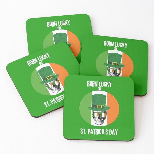 Item preview, Born Lucky On St Patricks Day Skull Irish Flag  designed and sold by WanderTravels.