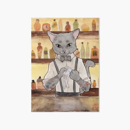 Bartender Cat Takeshi Art Board Print