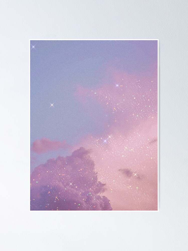 "aesthetic cotton candy colored sky and clouds view design" Poster for ...