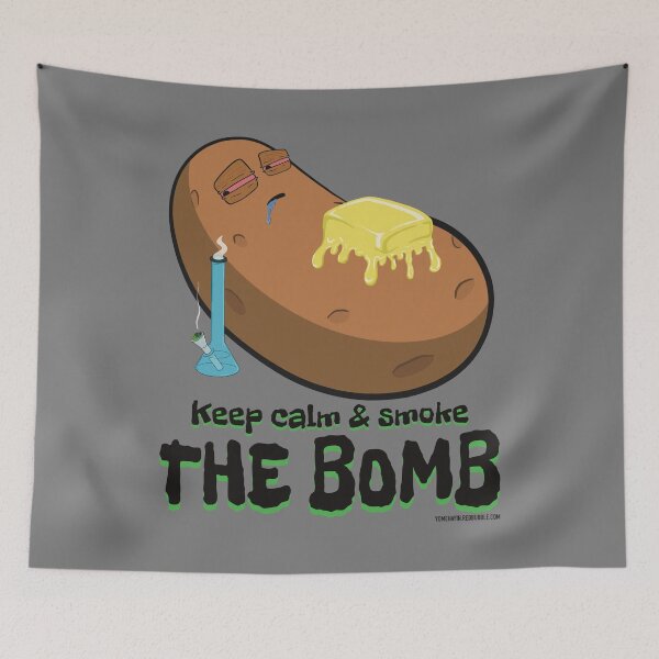 Item preview, Stoned baked potato cartoon-keep calm and smoke the bomb designed and sold by YomeHayin.