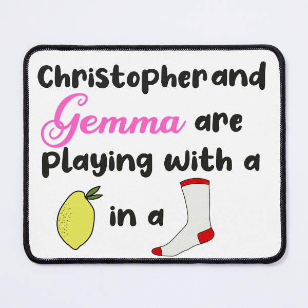 Item preview, Christopher and Gemma are playing with a lemon in a sock Gemma Collins designed and sold by PumpkinJoy.