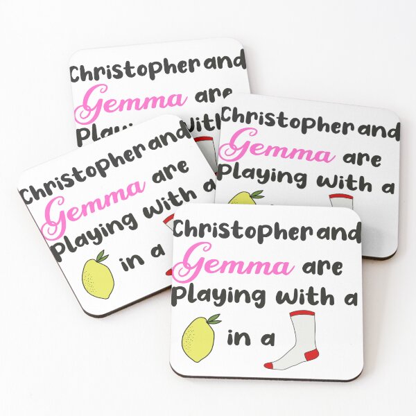 Item preview, Christopher and Gemma are playing with a lemon in a sock Gemma Collins designed and sold by PumpkinJoy.