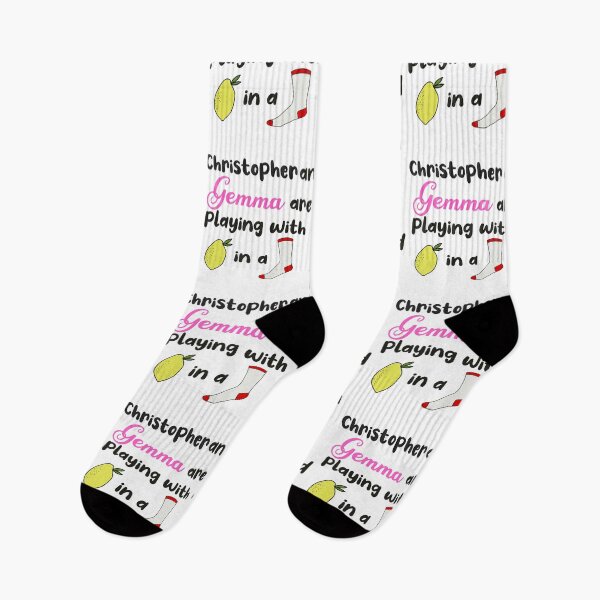 Item preview, Christopher and Gemma are playing with a lemon in a sock Gemma Collins designed and sold by PumpkinJoy.