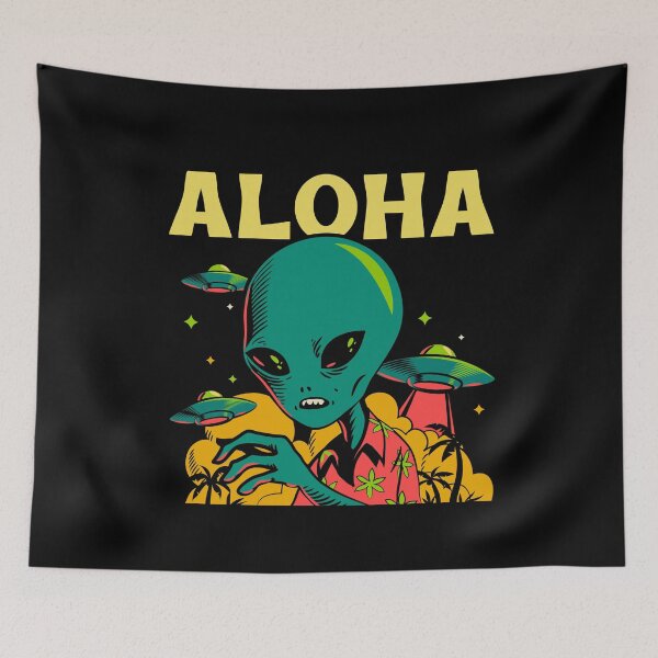 Item preview, Alien Aloha Style Surfer Tiki designed and sold by Twix ⭐⭐⭐⭐⭐.