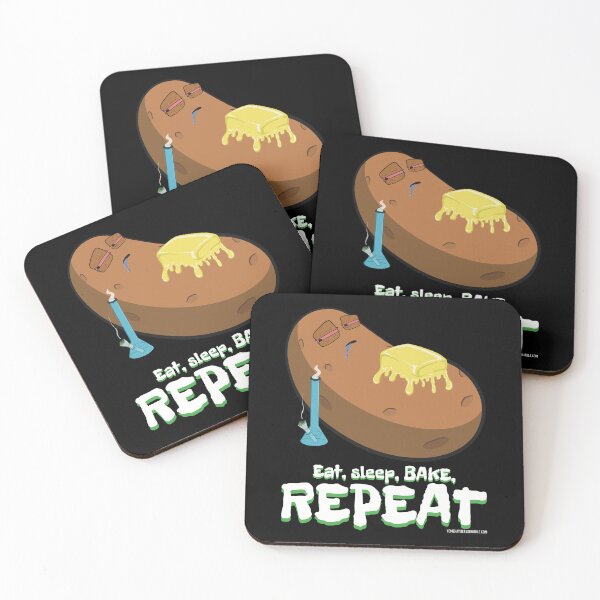 Item preview, Stoned baked potato cartoon-eat sleep bake repeat  designed and sold by YomeHayin.