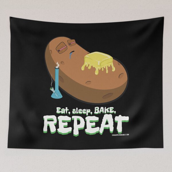 Item preview, Stoned baked potato cartoon-eat sleep bake repeat  designed and sold by YomeHayin.