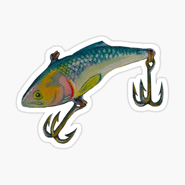 Here Fishy Lure Decal Stickers, Custom Made In the USA