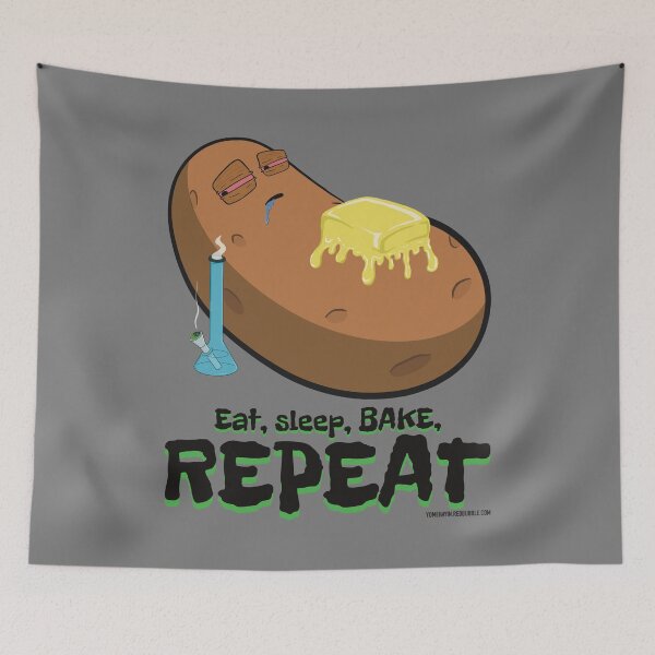 Item preview, Stoned baked potato cartoon-eat sleep bake repeat  designed and sold by YomeHayin.