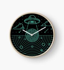 Ufo in dark night. Clock