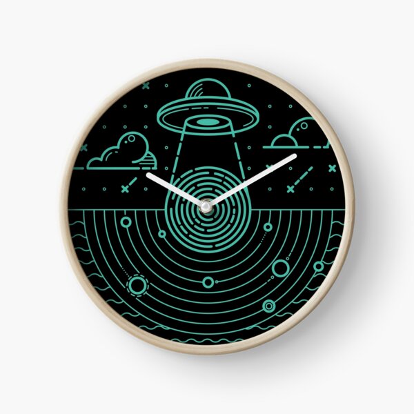 Ufo in dark night. Clock
