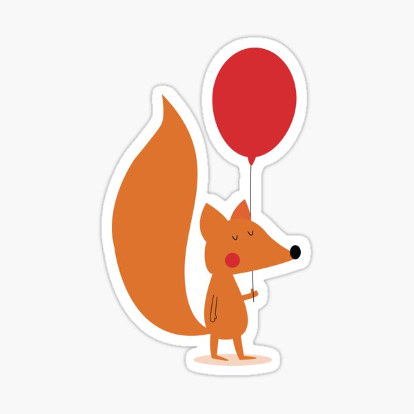 Fox With A Red Balloon Sticker