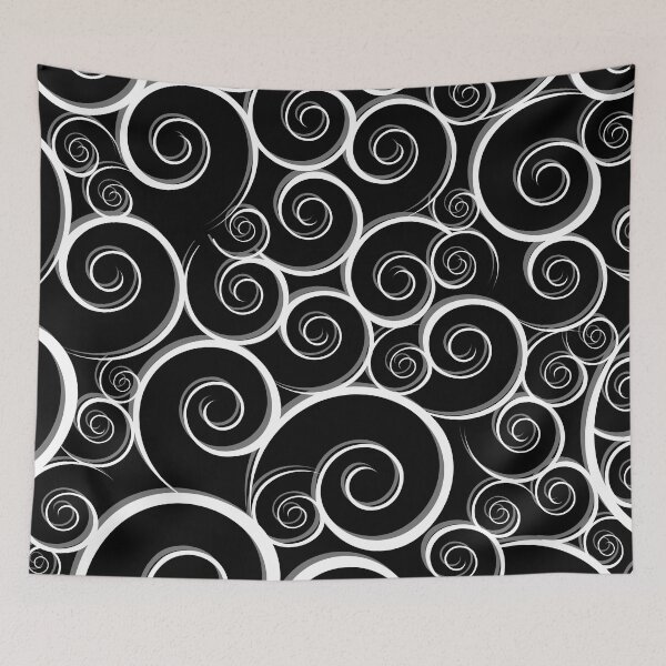 Item preview, Curls Pattern White on Black designed and sold by PinHookPrincess.