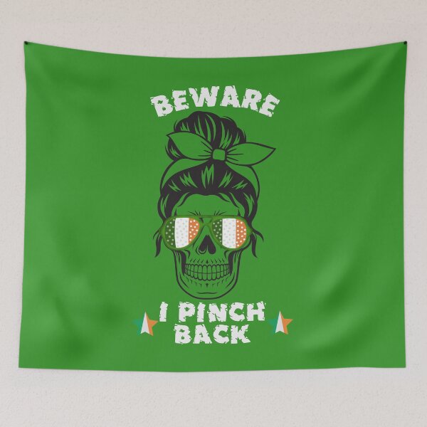 Item preview, Funny Female Skull St Patricks Beware I Pinch Back designed and sold by WanderTravels.