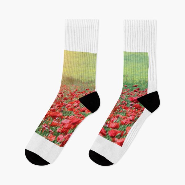 Item preview, red poppies flower field spring season nature background designed and sold by goceris.