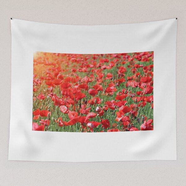Item preview, red poppies flower meadow spring season nature background designed and sold by goceris.