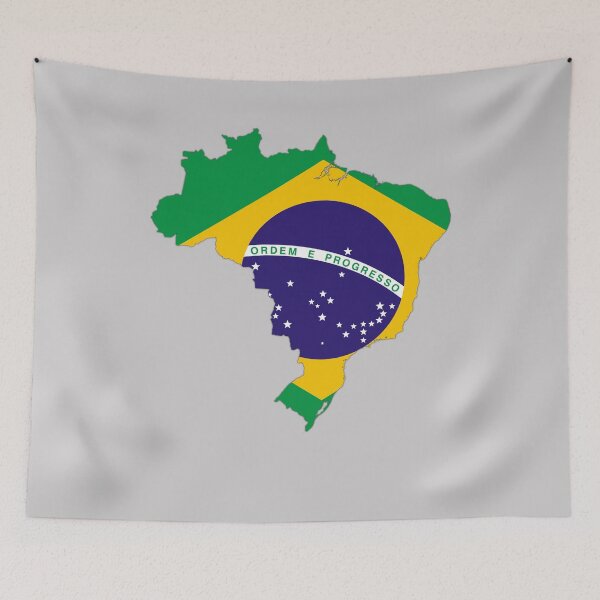 Item preview, Brazilian Flag inside Map of Brazil  designed and sold by mashmosh.