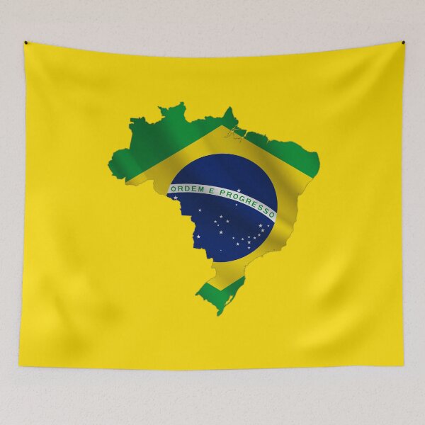 Item preview, Wavy Brazilian Flag inside Map of Brazil  designed and sold by mashmosh.