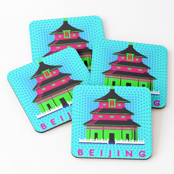 Item preview, Beijing Travel Pop Art - Vintage Poster Design - Retro Urban Architecture Original Art designed and sold by MrGiftee.