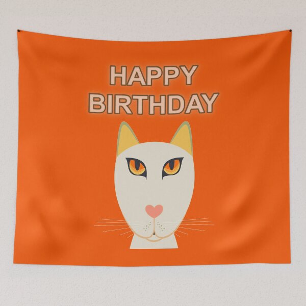 Item preview, HAPPY BIRTHDAY CAT ORANGE designed and sold by Jean Gregory Evans.