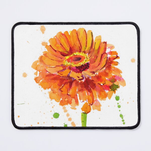 Item preview, Orange Zinnia Flower Watercolor Print designed and sold by NatalyMak.